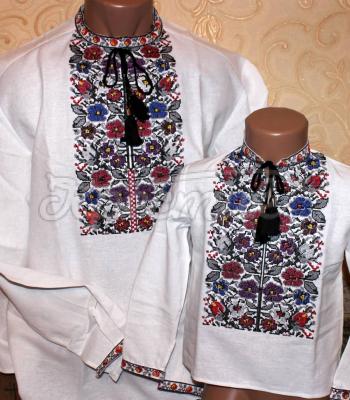 Біла чоловіча вишиванка "Борщівські акорди" фото